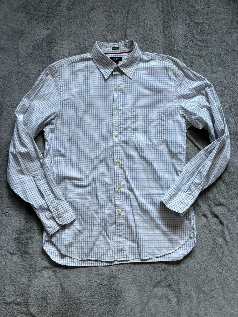 VTG  J.Crew Men's Flannel Shirt Size Medium Slim Green White Plaid 100% Cotton